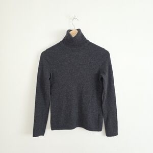 Lord & Taylor Cashmere Dark Charcoal Gray Turtleneck Sweater Size Small